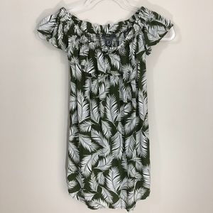 Primark Off Shoulder Palm Leaf Green‎ Top 2